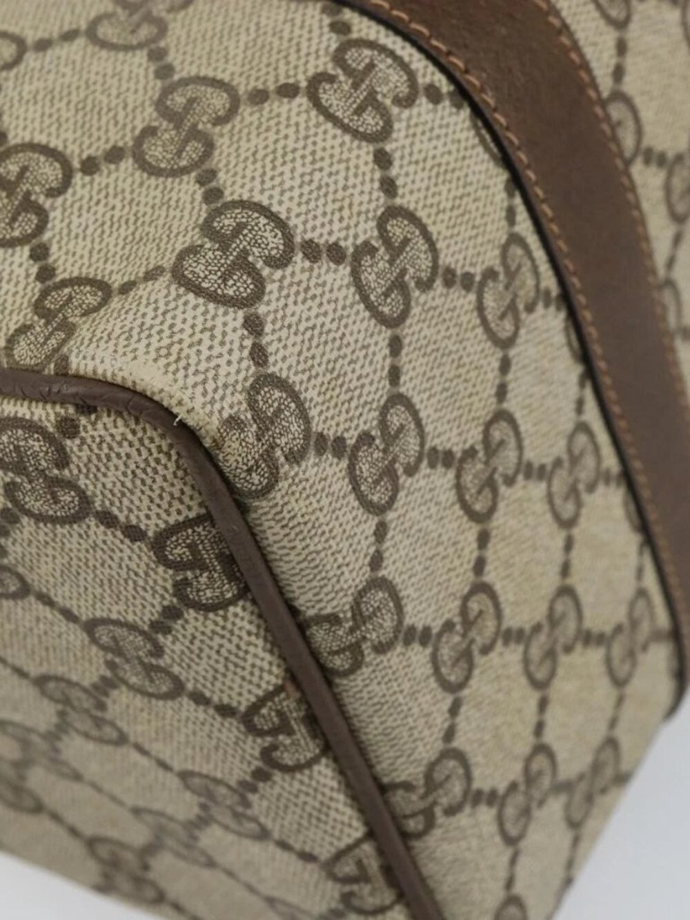 GUCCI GG Supreme Web Sherry Line Boston Bag PVC Beige Gold 010 378 Auth 159328 - Picture 5 of 16